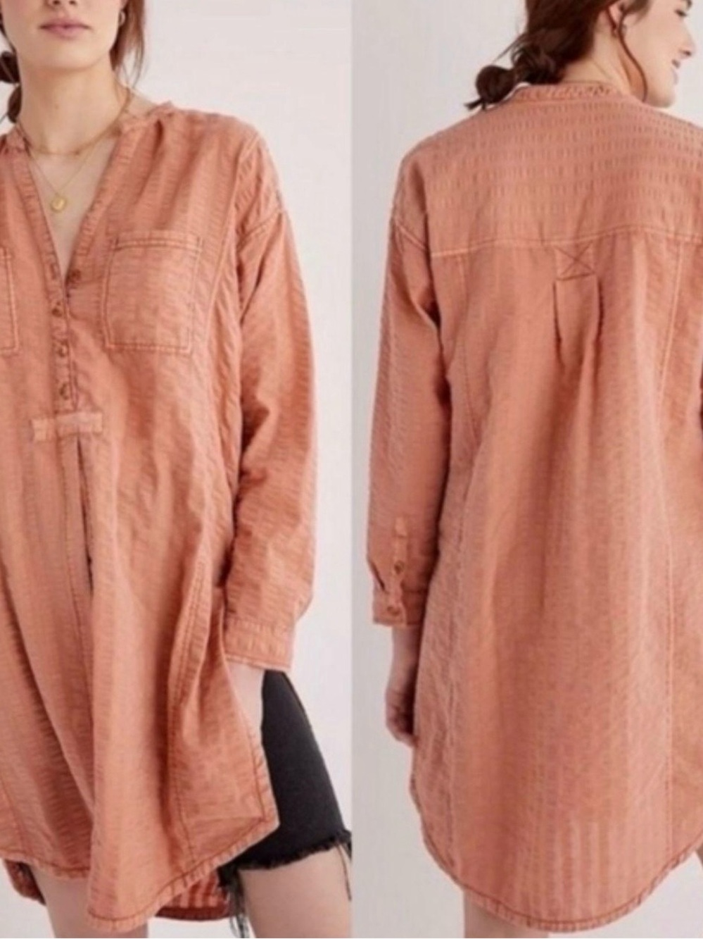 Pilcro Washed Clay Tunic Shirt